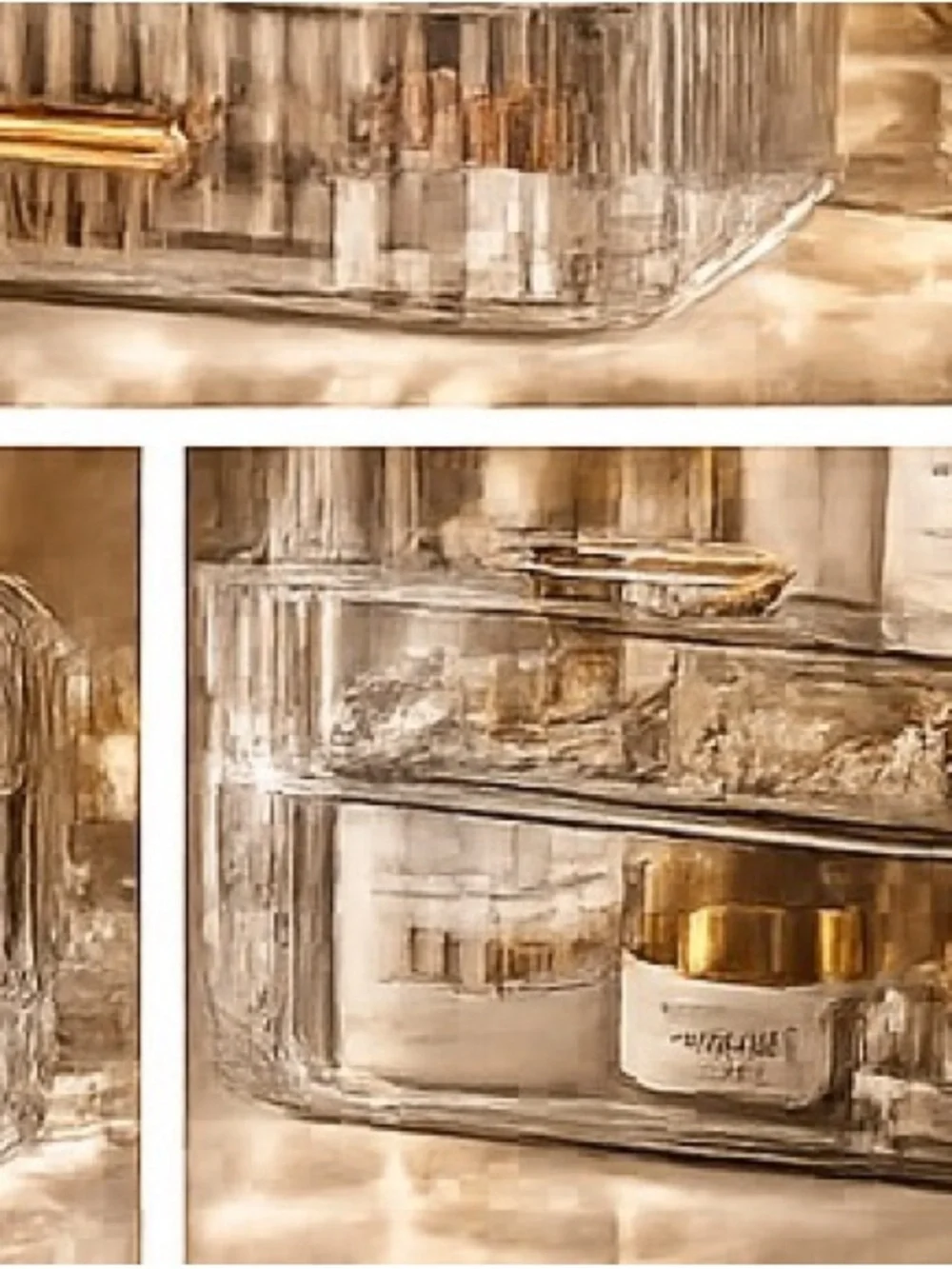 Clear Acrylic Cosmetic Organizer with Rose Gold Accents